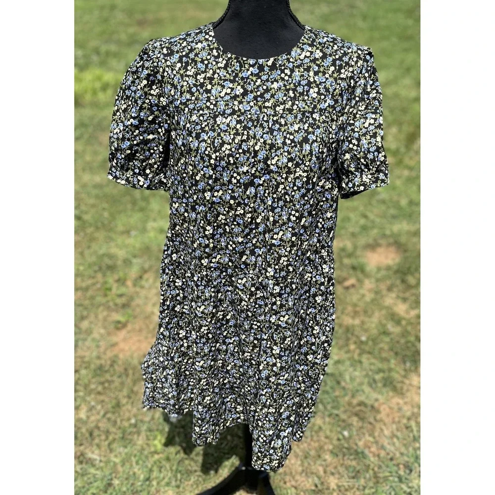 Hyacinth House Tuckernuck‎ Floral Puff Sleeve Mini Dress XS Cottagecore